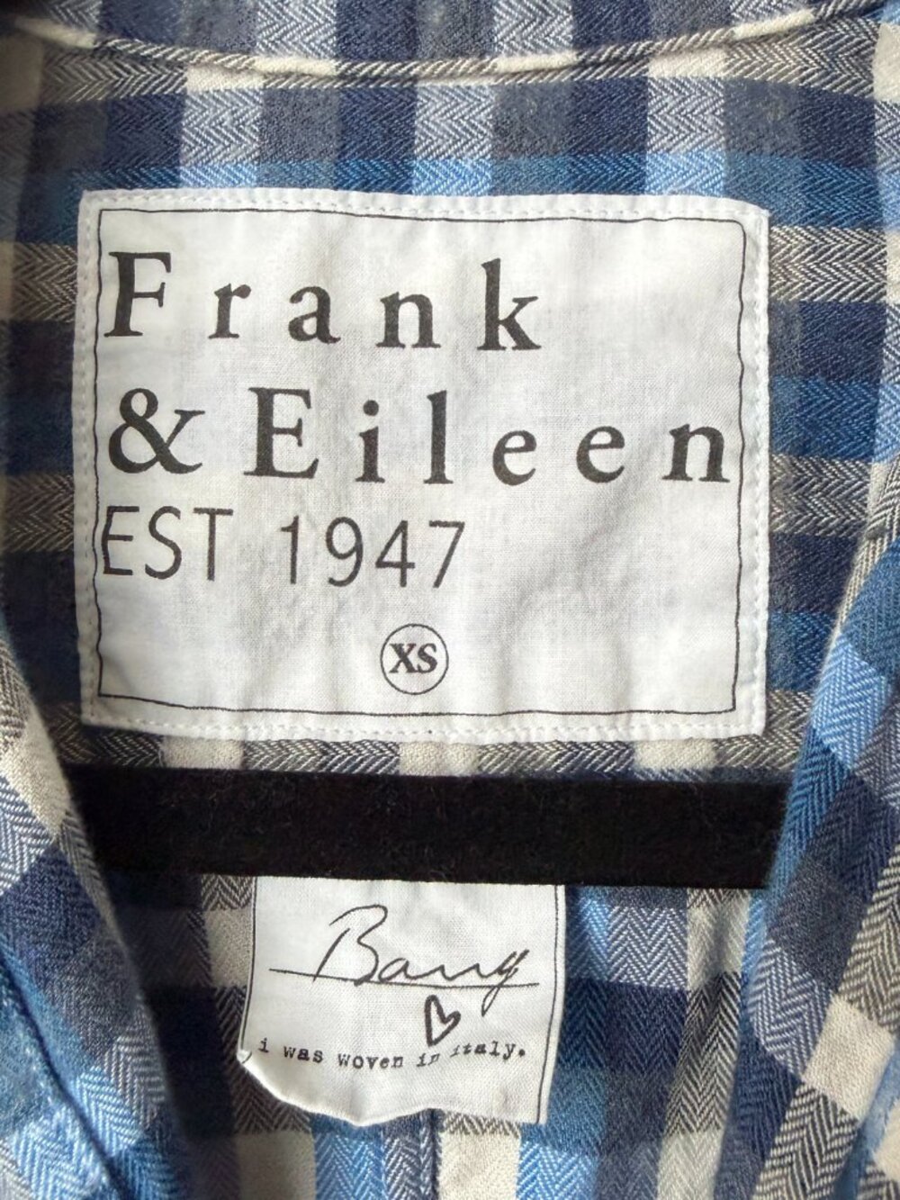 Frank & Eileen Barry Blue White Plaid Shirt Size XS - Picture 2 of 4